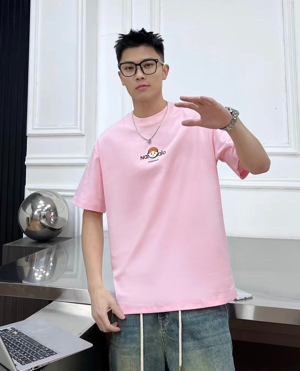 Skin-friendly and breathable loose round-neck short sleeves, #men's and women's style #summer new style#