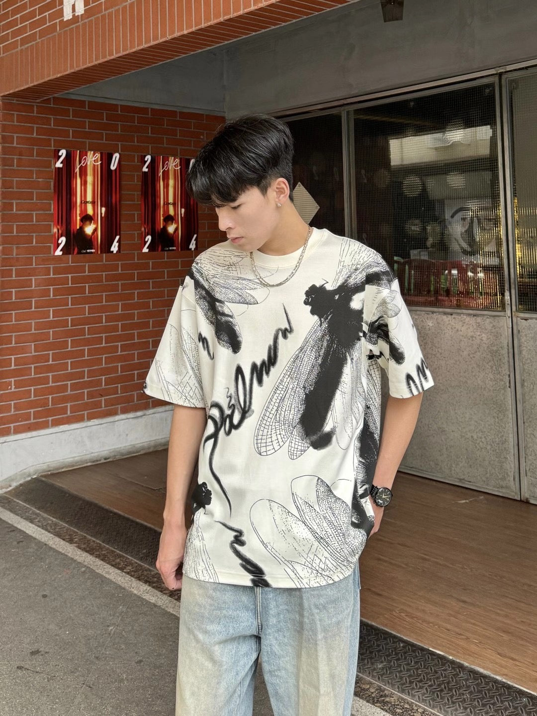 Ink graffiti painting T-shirt