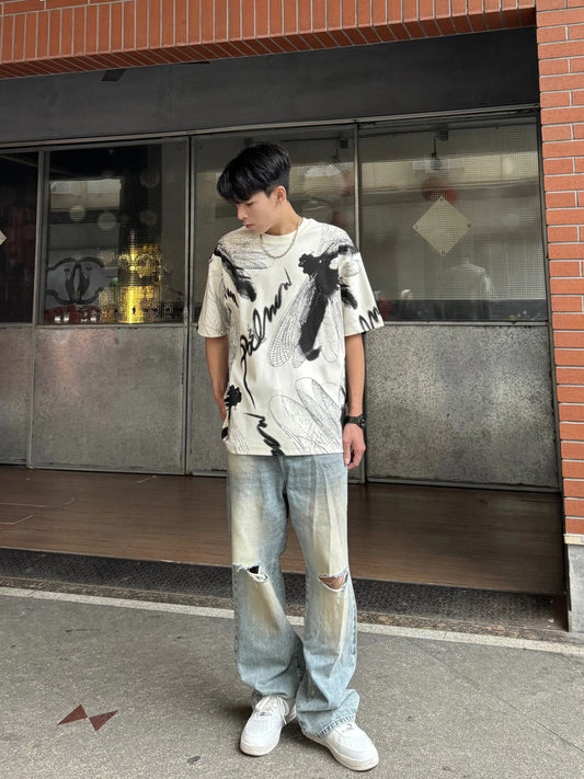 Ink graffiti painting T-shirt